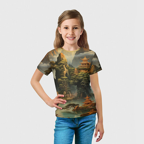 Детская футболка Пейзаж в китайском стиле / 3D-принт – фото 5