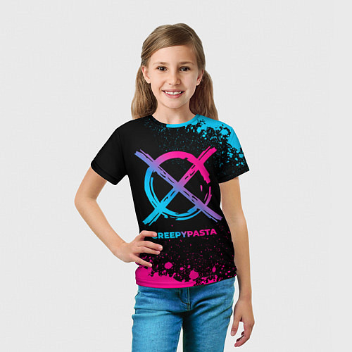 Детская футболка CreepyPasta - neon gradient / 3D-принт – фото 5