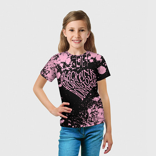 Детская футболка Блэкпинк - потертости и сердце / 3D-принт – фото 5