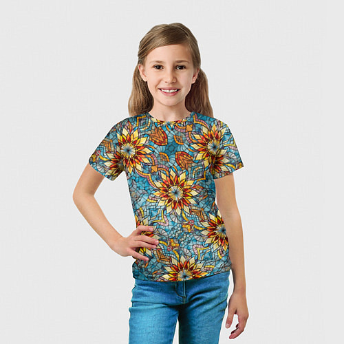 Детская футболка Витражная мозаика в стиле Арт Деко / 3D-принт – фото 5