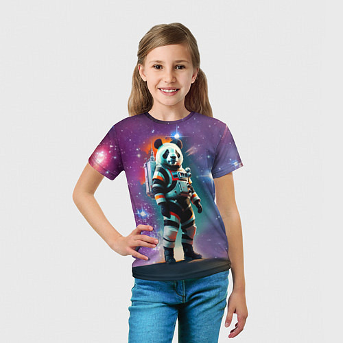 Детская футболка Панда бравый космонавт - нейросеть / 3D-принт – фото 5
