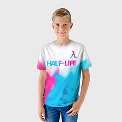 Футболка детская Half-Life neon gradient style: символ сверху, цвет: 3D-принт — фото 2