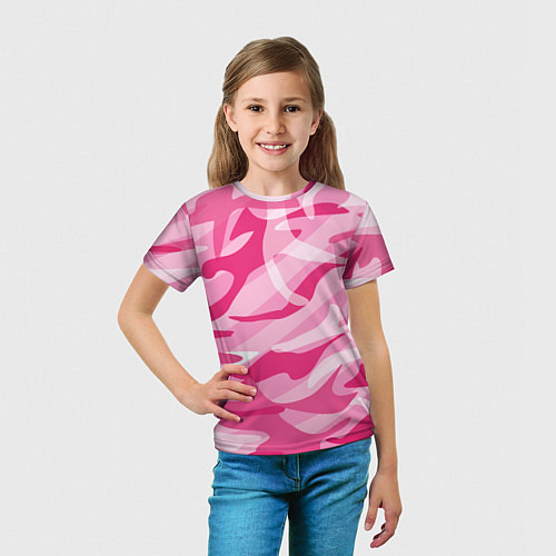 Детская футболка Камуфляж в розовом / 3D-принт – фото 5