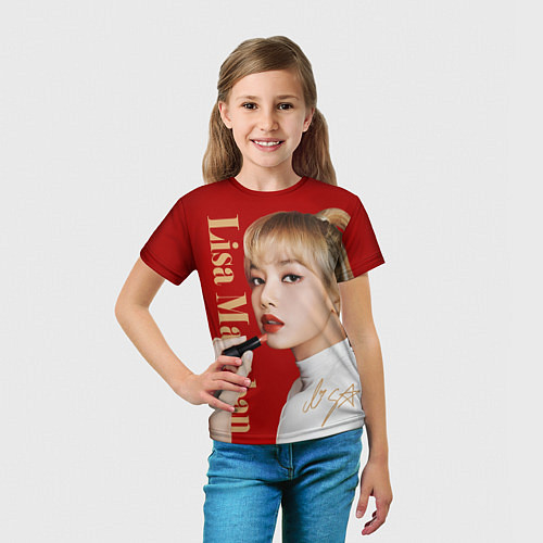 Детская футболка Blackpink Lisa paints lips / 3D-принт – фото 5