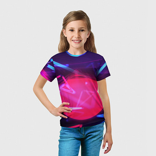 Детская футболка Неоновые лампы / 3D-принт – фото 5