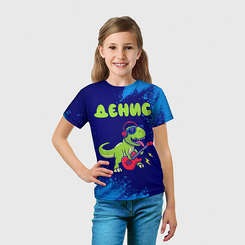 Детская футболка Денис рокозавр / 3D-принт – фото 5