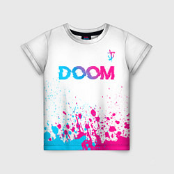 Футболка детская Doom neon gradient style: символ сверху, цвет: 3D-принт