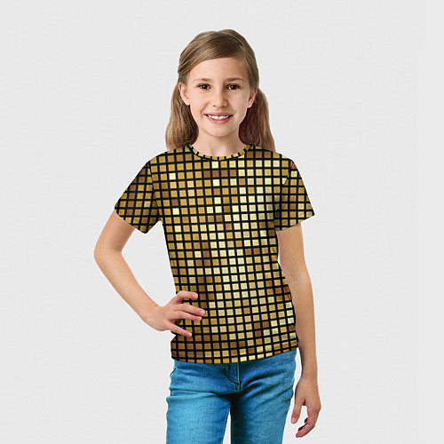 Детская футболка Золотая мозаика, поверхность диско шара / 3D-принт – фото 5