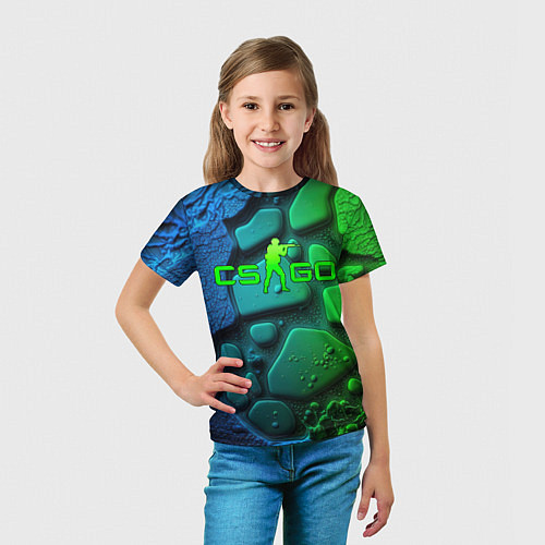 Детская футболка CS GO green black abstract / 3D-принт – фото 5