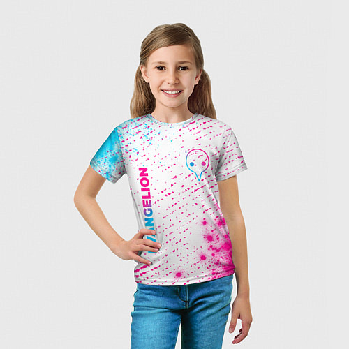 Детская футболка Evangelion neon gradient style: надпись, символ / 3D-принт – фото 5