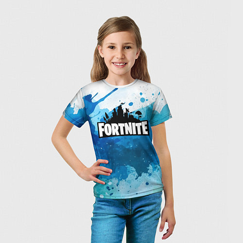 Детская футболка Fortnite Logo Paint / 3D-принт – фото 5