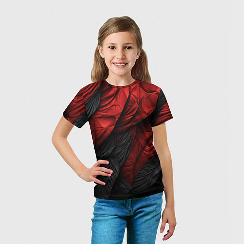 Детская футболка Red black texture / 3D-принт – фото 5