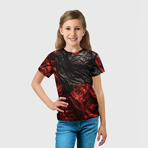 Детская футболка Black red texture / 3D-принт – фото 5