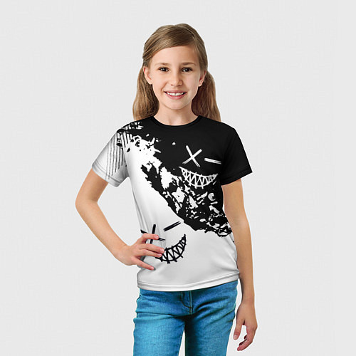 Детская футболка Smile - black and white / 3D-принт – фото 5