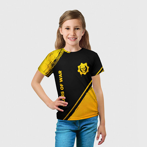 Детская футболка Gears of War - gold gradient: надпись, символ / 3D-принт – фото 5