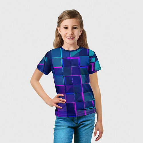 Детская футболка Неоновая мозаика из стекла / 3D-принт – фото 5