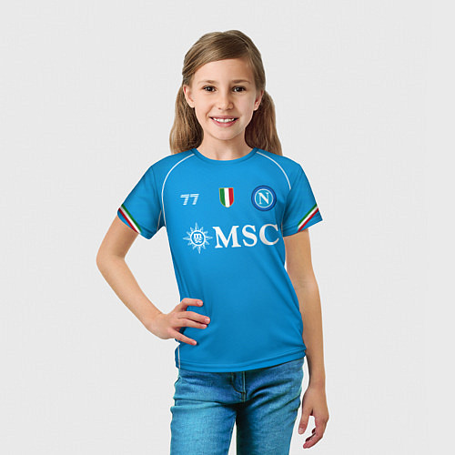 Детская футболка Хвича Кварацхелия Наполи форма 2324 домашняя / 3D-принт – фото 5