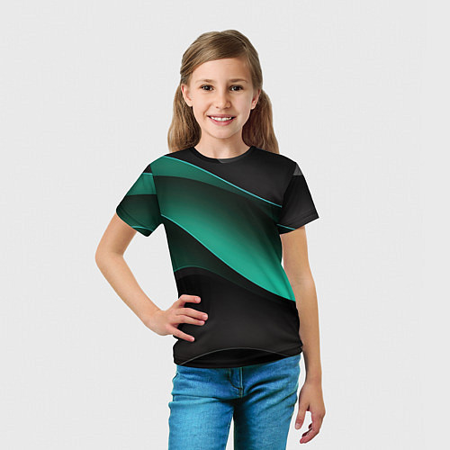 Детская футболка Абстрактная зеленая текстура / 3D-принт – фото 5