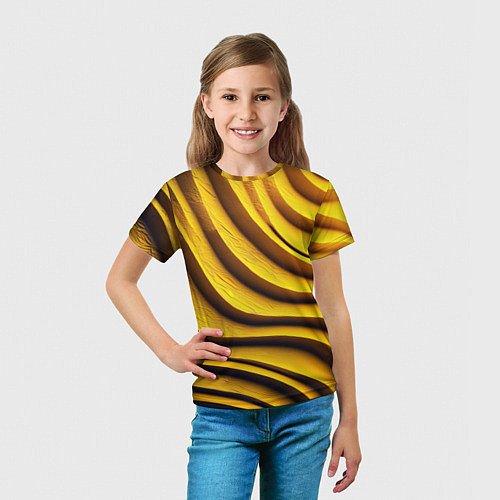 Детская футболка Желтые абстрактные полосы / 3D-принт – фото 5