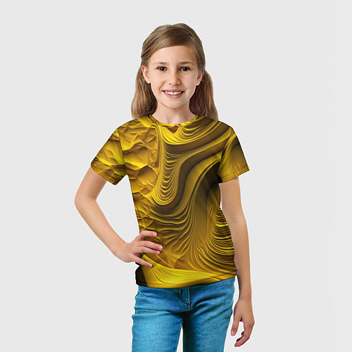 Детская футболка Объемная желтая текстура / 3D-принт – фото 5