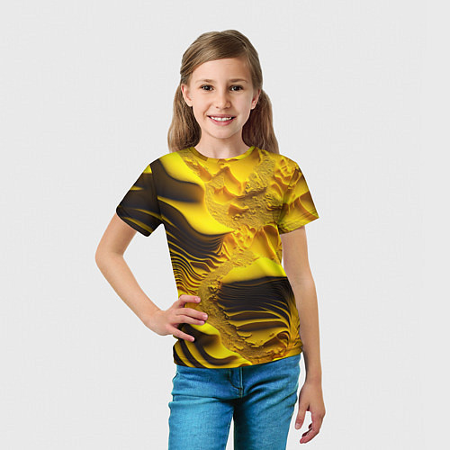 Детская футболка Желтая объемная текстура / 3D-принт – фото 5