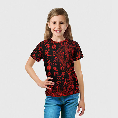 Детская футболка Дракон и катана - иероглифы / 3D-принт – фото 5