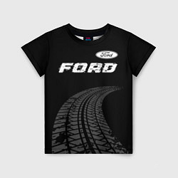 Футболка детская Ford speed на темном фоне со следами шин: символ с, цвет: 3D-принт