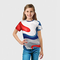 Футболка детская Абстракция в цветах флага России, цвет: 3D-принт — фото 2
