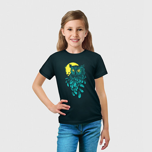 Детская футболка Бирюзовая сова / 3D-принт – фото 5