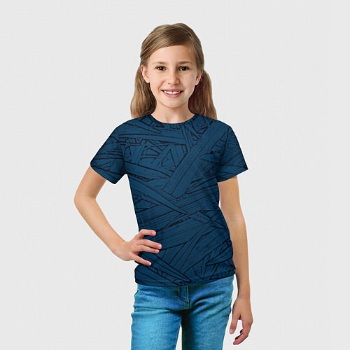 Детская футболка Стилизация трава тёмно-синий / 3D-принт – фото 5