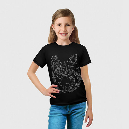 Детская футболка Волк стилизация чёрный / 3D-принт – фото 5
