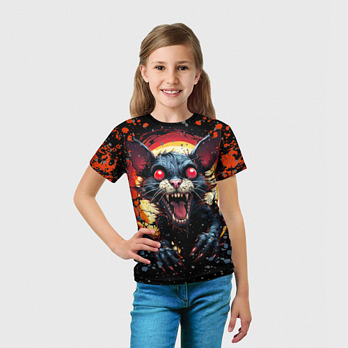 Детская футболка Кот зомби - comics art style / 3D-принт – фото 5
