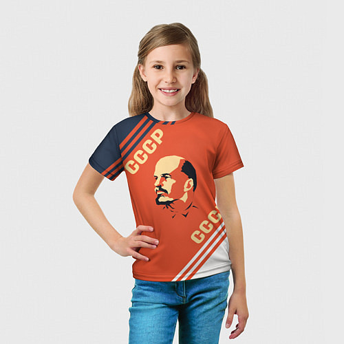 Детская футболка Ленин на красном фоне / 3D-принт – фото 5