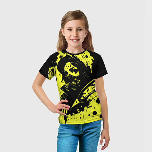 Детская футболка Девушка в респираторе и кляксы чернил / 3D-принт – фото 5