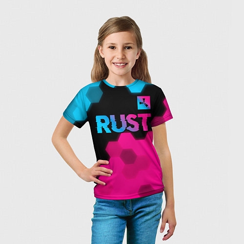 Детская футболка Rust - neon gradient: символ сверху / 3D-принт – фото 5