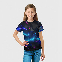 Футболка детская Разлом неоновых плит, цвет: 3D-принт — фото 2