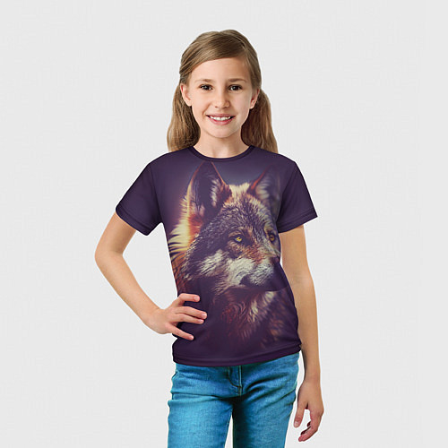 Детская футболка Задумчивый волк / 3D-принт – фото 5