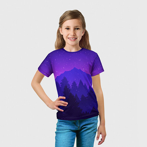 Детская футболка Рассвет в хвойном лесу / 3D-принт – фото 5