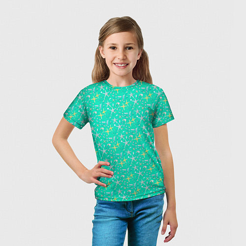 Детская футболка Морские звёзды, ракушки / 3D-принт – фото 5