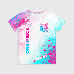 Футболка детская One Piece neon gradient style: надпись, символ, цвет: 3D-принт