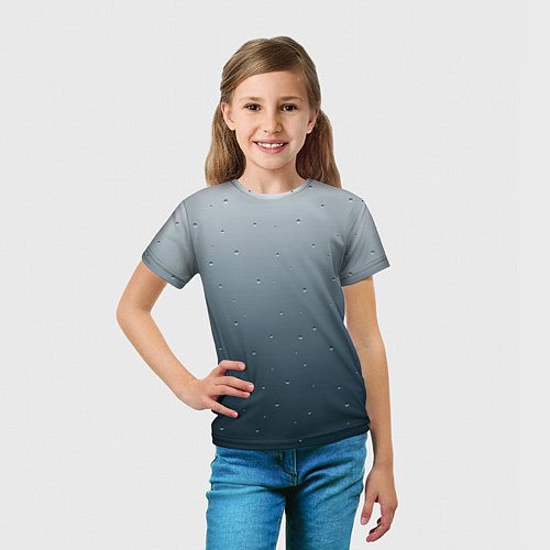 Детская футболка Серый градиент капли / 3D-принт – фото 5