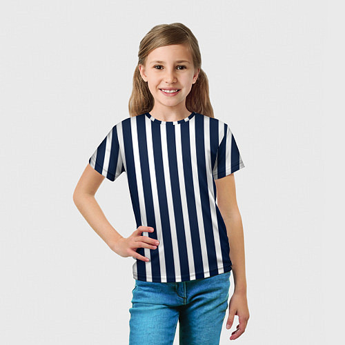 Детская футболка Полосы тёмно-синие морской / 3D-принт – фото 5
