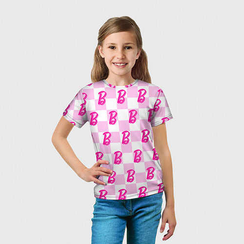 Детская футболка Розовая шашка и Барби / 3D-принт – фото 5