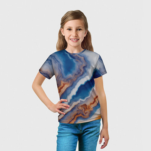 Детская футболка Волнистая разноцветная яшма / 3D-принт – фото 5