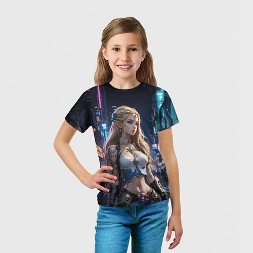 Детская футболка Принцесса Зельда в киберпанке / 3D-принт – фото 5