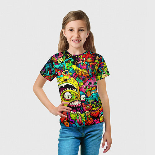 Детская футболка Психоделические монстры / 3D-принт – фото 5