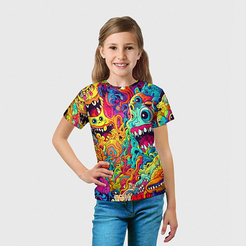 Детская футболка Космические зубастые чудовища / 3D-принт – фото 5