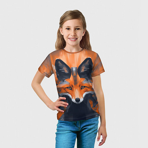 Детская футболка Нарисованная огненная лиса / 3D-принт – фото 5