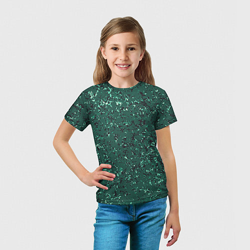 Детская футболка Текстура зелёный камень / 3D-принт – фото 5