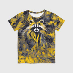 Футболка детская Абстрактный желтый енот в стиле арт, цвет: 3D-принт
